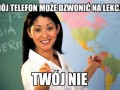 Mój telefon może dzwońić na lekcji