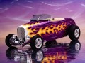 Tapeta - Starodawne auto z żółtymi płomieniami