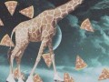Żyrafa Na Wrotkach Przemierzająca Kosmos Wśród Pizzy