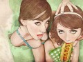 Hot dog with two chicks